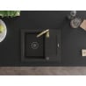 Mexen Enzo granite sink 1-bowl with drainer and Telma kitchen tap, black/gold - 6506-75-670200-50-B