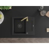 Mexen Enzo 1-bowl granite sink with drainer and Telma kitchen faucet, black - 6506-77-670200-50-B