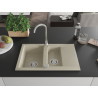 Mexen Gaspar 1.5-bowl granite sink with drainer and Telma kitchen faucet, beige - 6507-69-670200-00