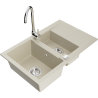 Mexen Gaspar 1.5-bowl granite sink with drainer and Telma kitchen faucet, beige - 6507-69-670200-00