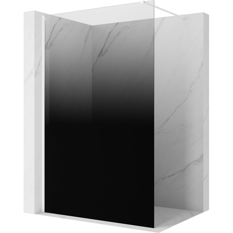 Mexen Kioto shower wall Walk-in 100 x 200 cm, ombre black 8 mm, white - 800-100-101-20-76