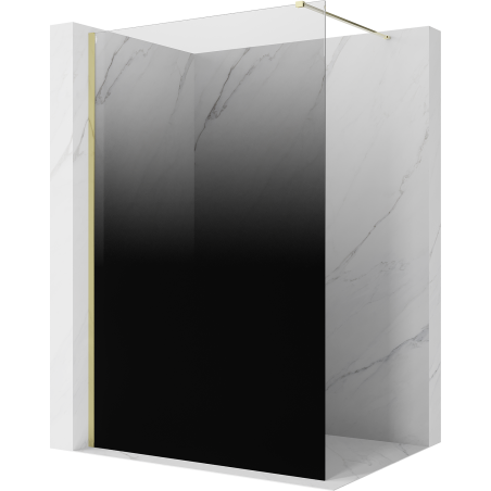 Mexen Kioto Walk-in shower wall 100 x 200 cm, black ombre 8 mm, gold - 800-100-101-50-76
