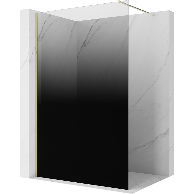 Mexen Kioto Walk-in shower wall 120 x 200 cm, black ombre 8 mm, gold - 800-120-101-50-76