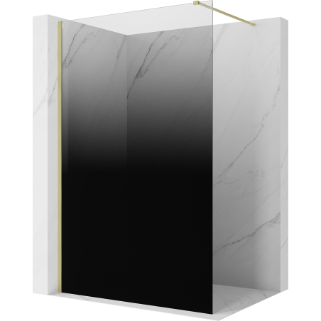 Mexen Kioto Walk-in Shower Panel 70 x 200 cm, Black Ombre 8 mm, Brushed Gold - 800-070-101-55-76