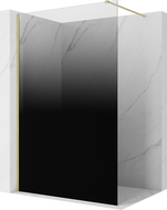 Mexen Kioto Walk-in Shower Wall 140 x 200 cm, Black Ombre 8 mm, Brushed Gold - 800-140-101-55-76
