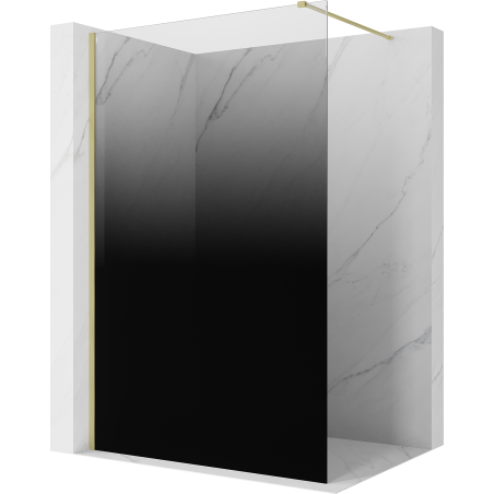 Mexen Kioto Walk-in Shower Wall 150 x 200 cm, Black Ombre 8 mm, Brushed Gold - 800-150-101-55-76