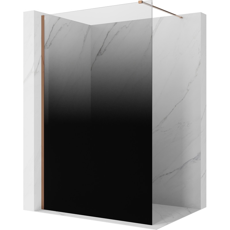 Mexen Kioto Walk-in Shower Wall 80 x 200 cm, Black Ombre 8 mm, Rose Gold - 800-080-101-60-76