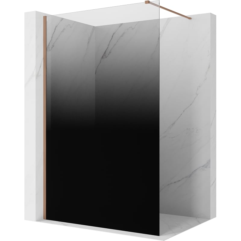 Mexen Kioto Walk-in Shower Panel 140 x 200 cm, Black Ombre 8 mm, Brushed Copper - 800-140-101-65-76