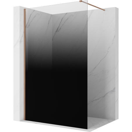 Mexen Kioto Walk-in Shower Panel 140 x 200 cm, Black Ombre 8 mm, Brushed Copper - 800-140-101-65-76