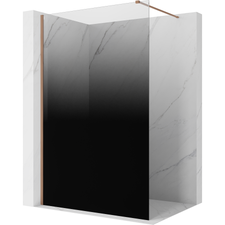 Mexen Kioto Walk-in Shower Wall 150 x 200 cm, Ombre Black 8 mm, Brushed Copper - 800-150-101-65-76