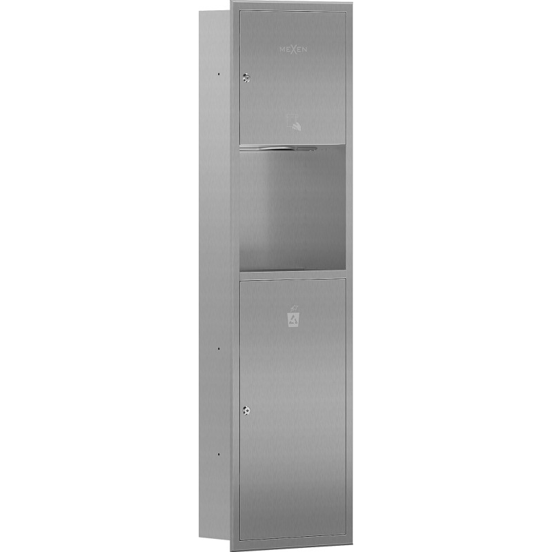 Mexen Linox recessed paper towel dispenser with bin, inox - 70K003-01 - 70K002-01