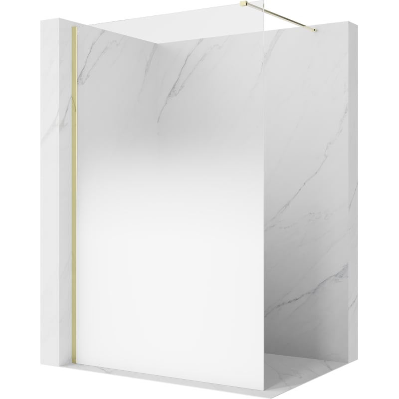 Mexen Kioto Walk-in shower wall 150 x 200 cm, white ombre 8 mm, gold - 800-150-101-50-86