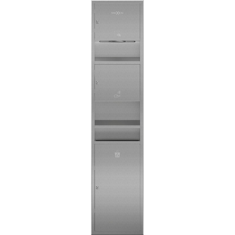Mexen Linox recessed paper towel dispenser with hand dryer and bin, inox - 70K001-01