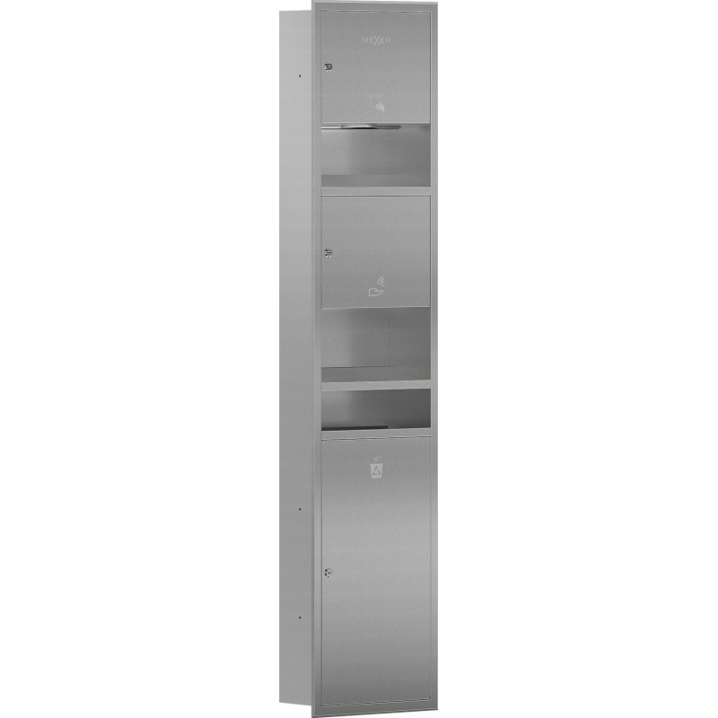 Mexen Linox recessed paper towel dispenser with hand dryer and bin, inox - 70K001-01