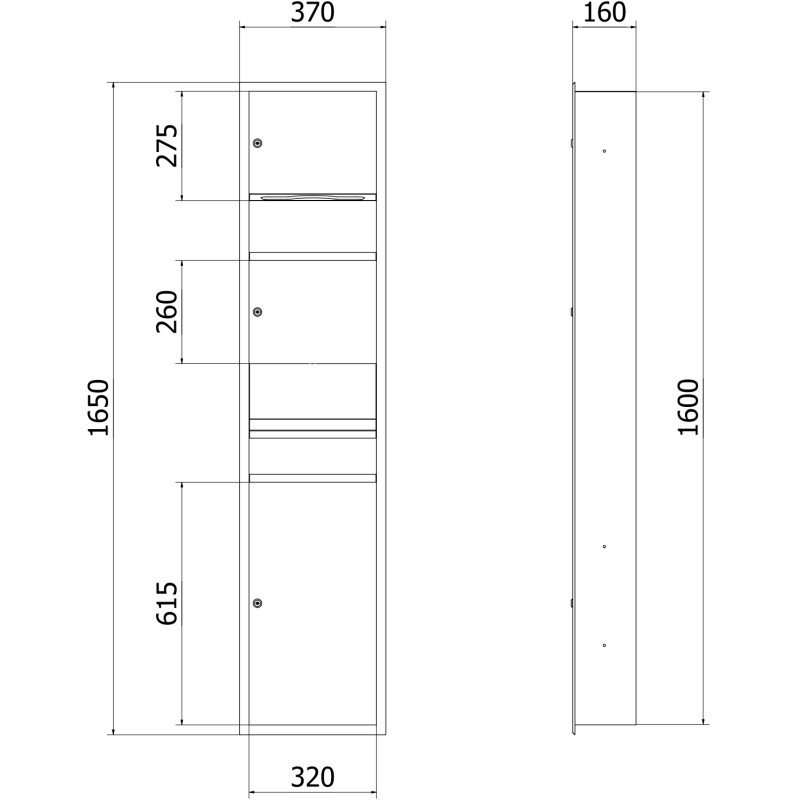 Mexen Linox recessed paper towel dispenser with hand dryer and bin, inox - 70K001-01