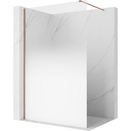 Mexen Kioto Walk-in shower wall 90 x 200 cm, white ombre 8 mm, brushed copper - 800-090-101-65-86