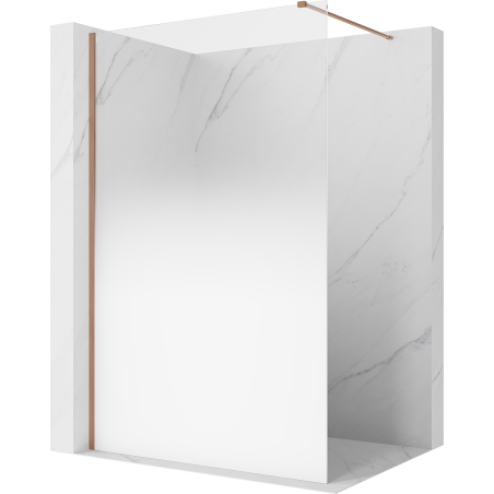 Mexen Kioto Walk-in shower wall 130 x 200 cm, white ombre 8 mm, brushed copper - 800-130-101-65-86