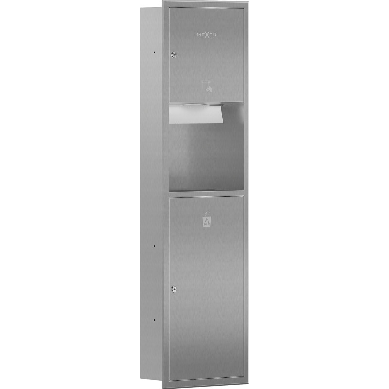 Mexen Linox recessed paper towel dispenser with bin, inox - 70K003-01 - 70K002-01