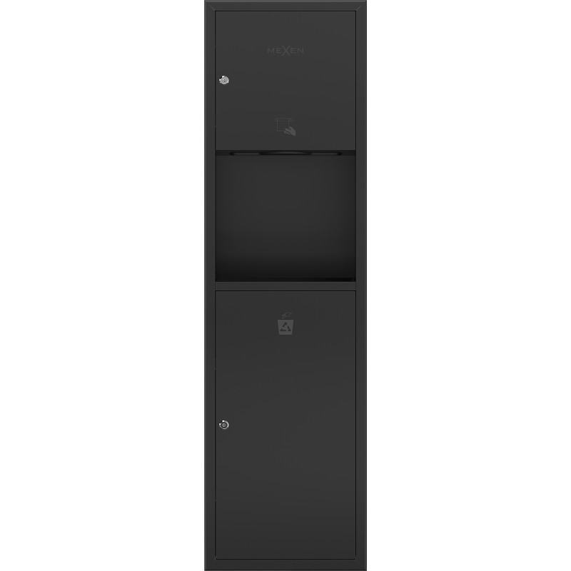 Mexen Linox recessed paper towel holder with bin, matte black - 70K003-70 - 70K002-70