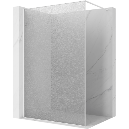 Mexen Kioto Walk-in Shower Screen 80 x 200 cm, Crackle Transparent 12 mm, White - 800-080-101-20-04-X