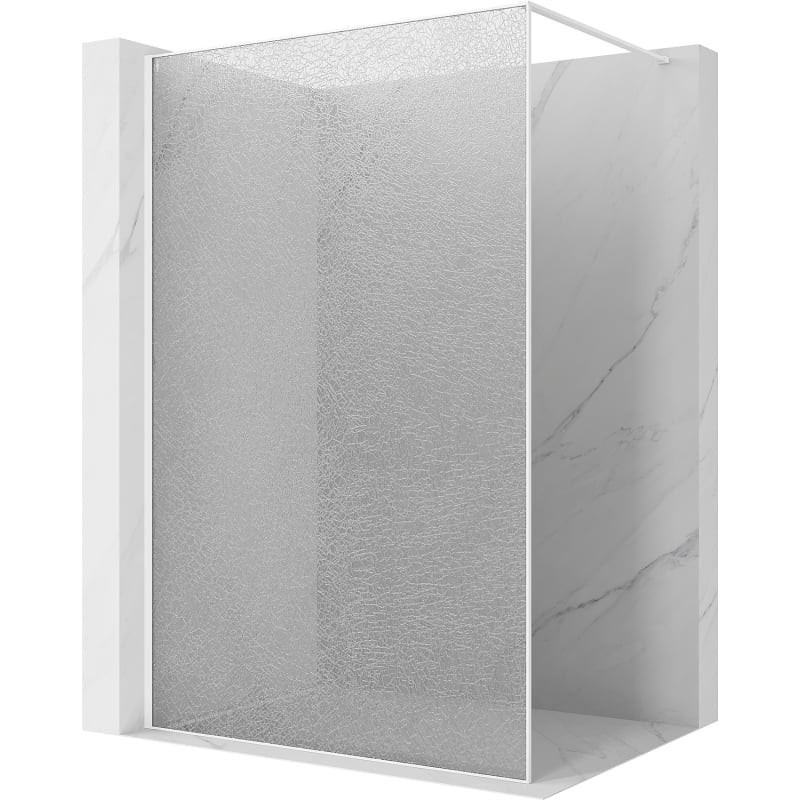 Mexen Kioto Walk-in Shower Screen 130 x 200 cm, crackle transparent 12 mm, white - 800-130-101-20-04-X