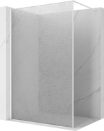 Mexen Kioto Walk-in Shower Screen 130 x 200 cm, crackle transparent 12 mm, white - 800-130-101-20-04-X