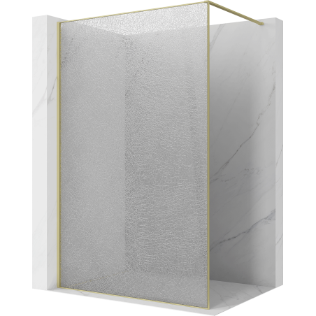Mexen Kioto Walk-in Shower Wall 80 x 200 cm, Crackle Transparent 12 mm, Brushed Gold - 800-080-101-55-04-X