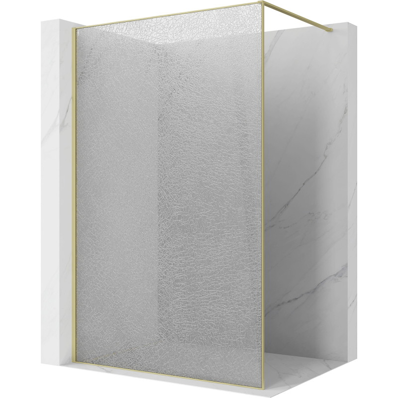Mexen Kioto Walk-in Shower Wall 90 x 200 cm, crackle transparent 12 mm, brushed gold - 800-090-101-55-04-X