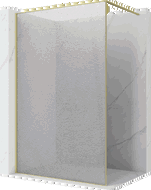 Mexen Kioto Walk-in Shower Screen 100 x 200 cm, Crackle Transparent 12 mm, Brushed Gold - 800-100-101-55-04-X