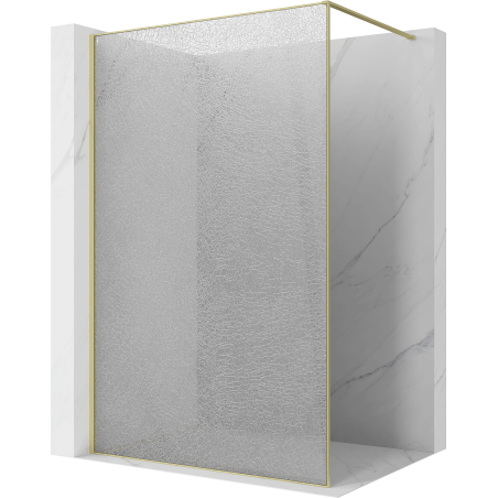 Mexen Kioto Walk-in Shower Screen 120 x 200 cm, Crackle Transparent 12 mm, Brushed Gold - 800-120-101-55-04-X