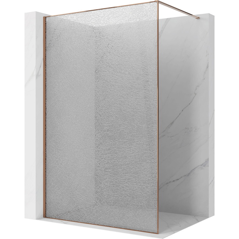 Mexen Kioto Walk-in Shower Wall 90 x 200 cm, Crackle Transparent 12 mm, Rose Gold - 800-090-101-60-04-X