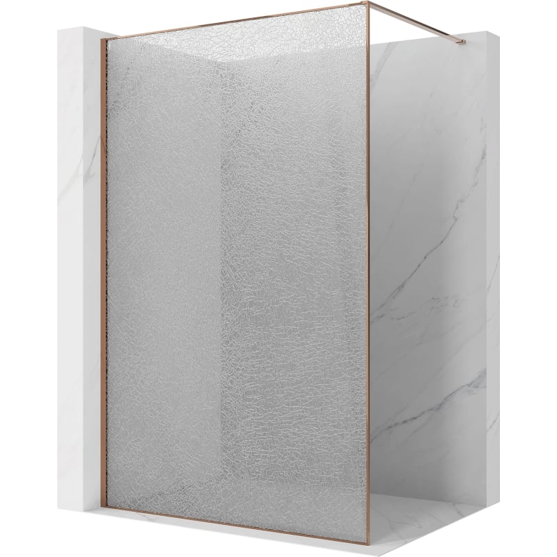 Mexen Kioto Walk-in shower wall 150 x 200 cm, crackle transparent 12 mm, rose gold - 800-150-101-60-04-X