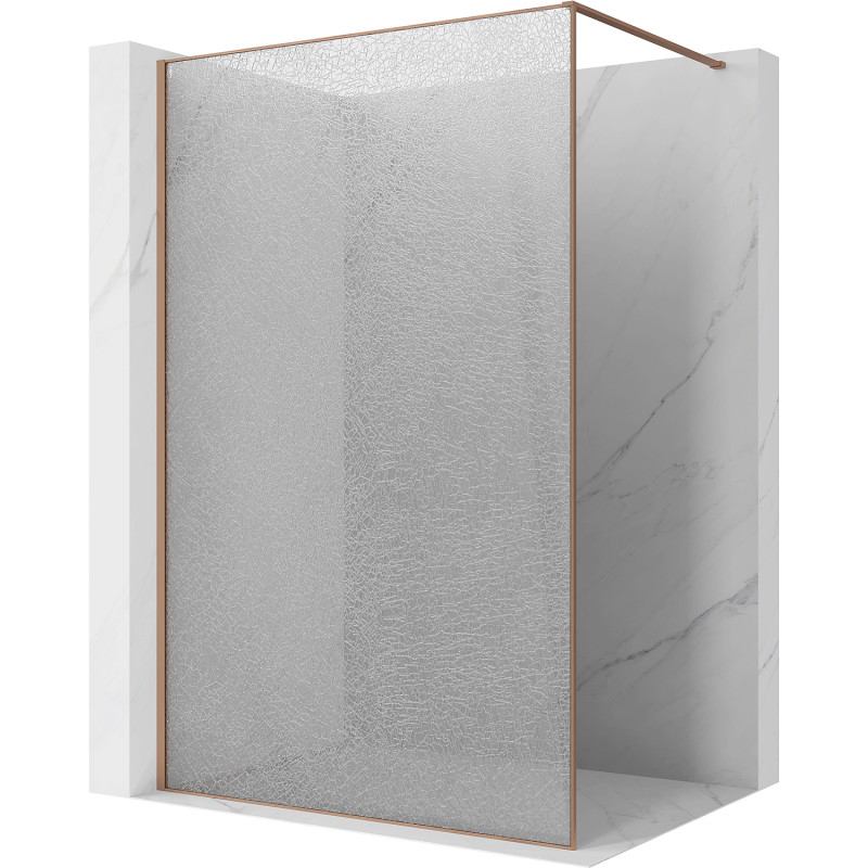 Mexen Kioto Walk-in Shower Wall 130 x 200 cm, Crackle Transparent 12 mm, Brushed Copper - 800-130-101-65-04-X