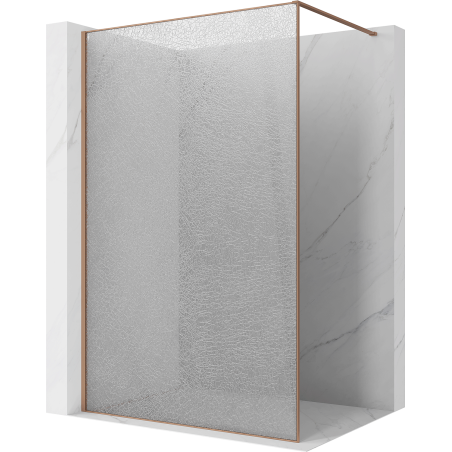 Mexen Kioto Walk-in Shower Wall 130 x 200 cm, Crackle Transparent 12 mm, Brushed Copper - 800-130-101-65-04-X