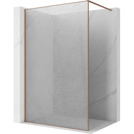 Mexen Kioto Walk-in Shower Wall 140 x 200 cm, Crackle Transparent 12 mm, Brushed Copper - 800-140-101-65-04-X