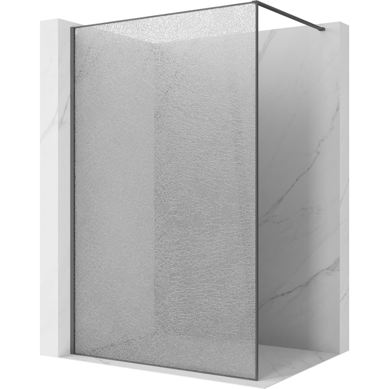 Mexen Kioto Walk-in Shower Wall 80 x 200 cm, Crackle Transparent 12 mm, Brushed Gun Gray - 800-080-101-66-04-X