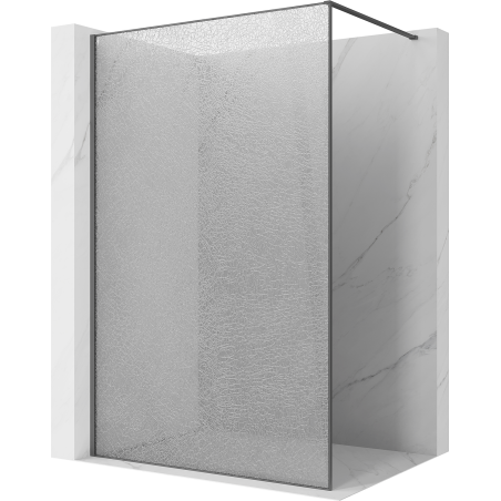 Mexen Kioto Walk-in Shower Wall 110 x 200 cm, Crackle Transparent 12 mm, Gun Gray Brushed - 800-110-101-66-04-X