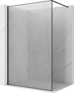 Mexen Kioto Walk-in Shower Wall 80 x 200 cm, Crackle Transparent 12 mm, Black - 800-080-101-70-04-X