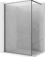 Mexen Kioto Walk-in Shower Panel 140 x 200 cm, Crackle Transparent 12 mm, Black - 800-140-101-70-04-X