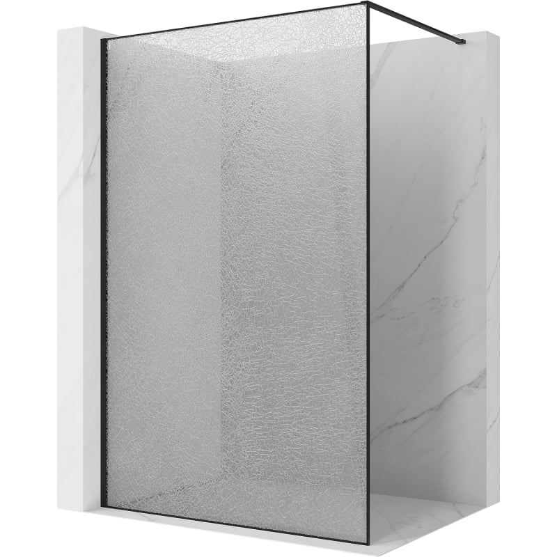 Mexen Kioto Walk-in Shower Wall 160 x 200 cm, crackle transparent 12 mm, black - 800-160-101-70-04-X
