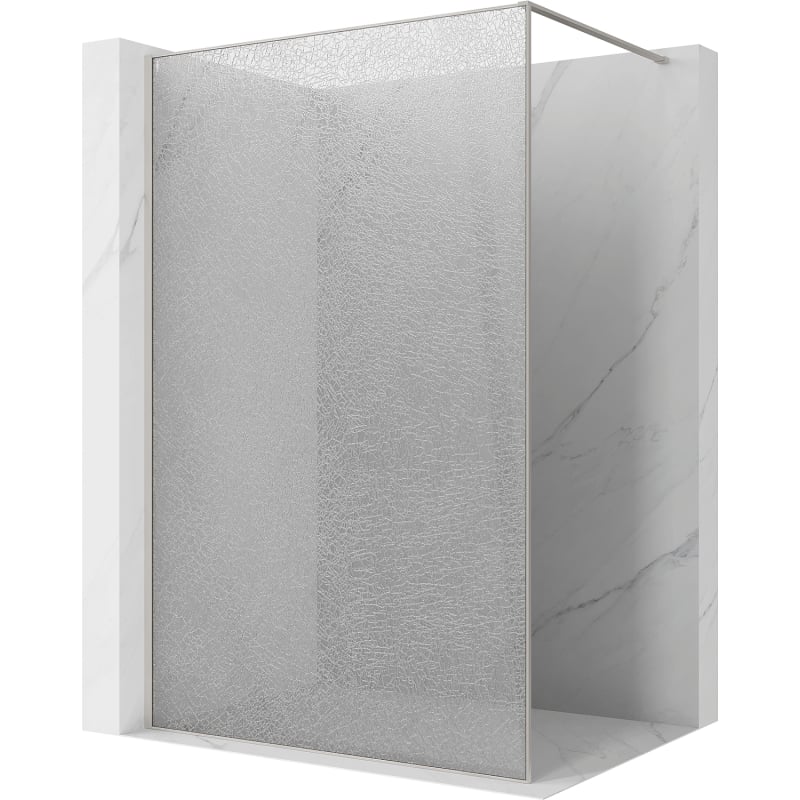 Mexen Kioto Walk-in Shower Wall 120 x 200 cm, Crackle Transparent 12 mm, Brushed Nickel - 800-120-101-97-04-X