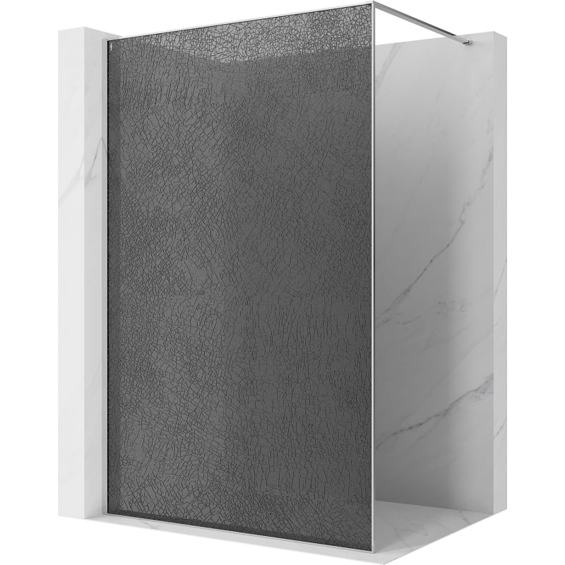 Mexen Kioto Walk-in Shower Wall 130 x 200 cm, Crackle Graphite 12 mm, Chrome - 800-130-101-01-44-X
