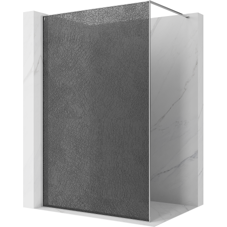 Mexen Kioto Walk-in Shower Wall 130 x 200 cm, Crackle Graphite 12 mm, Chrome - 800-130-101-01-44-X