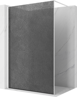 Mexen Kioto Walk-in Shower Wall 110 x 200 cm, crackle graphite 12 mm, white - 800-110-101-20-44-X