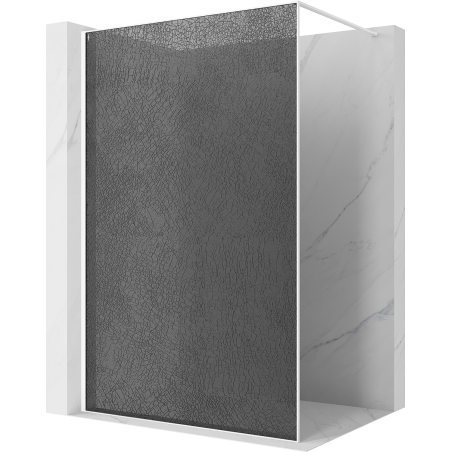 Mexen Kioto Walk-in Shower Screen 130 x 200 cm, Crackle Graphite 12 mm, White - 800-130-101-20-44-X