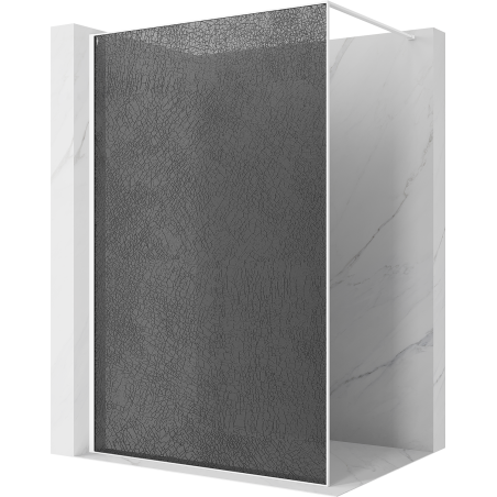 Mexen Kioto Walk-in Shower Wall 160 x 200 cm, Crackle Graphite 12 mm, White - 800-160-101-20-44-X