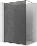 Mexen Kioto Walk-in Shower Screen 70 x 200 cm, Crackle Graphite 12 mm, Gold - 800-070-101-50-44-X