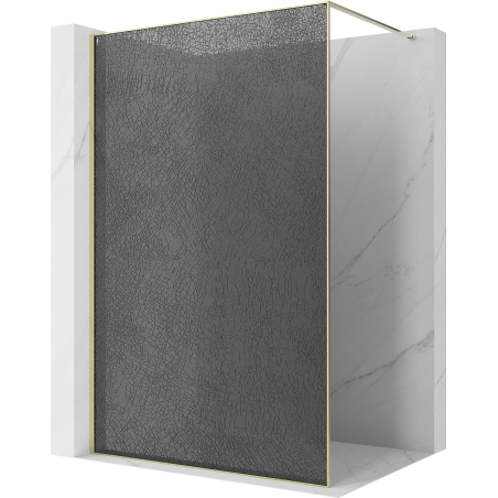 Mexen Kioto Walk-in Shower Screen 120 x 200 cm, Crackle Graphite 12 mm, Gold - 800-120-101-50-44-X
