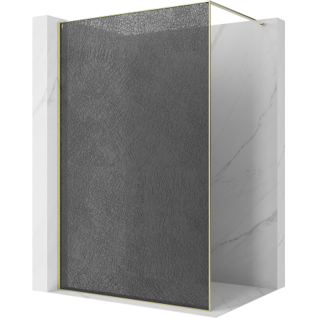 Mexen Kioto Walk-in shower wall 160 x 200 cm, graphite crackle 12 mm, gold - 800-160-101-50-44-X