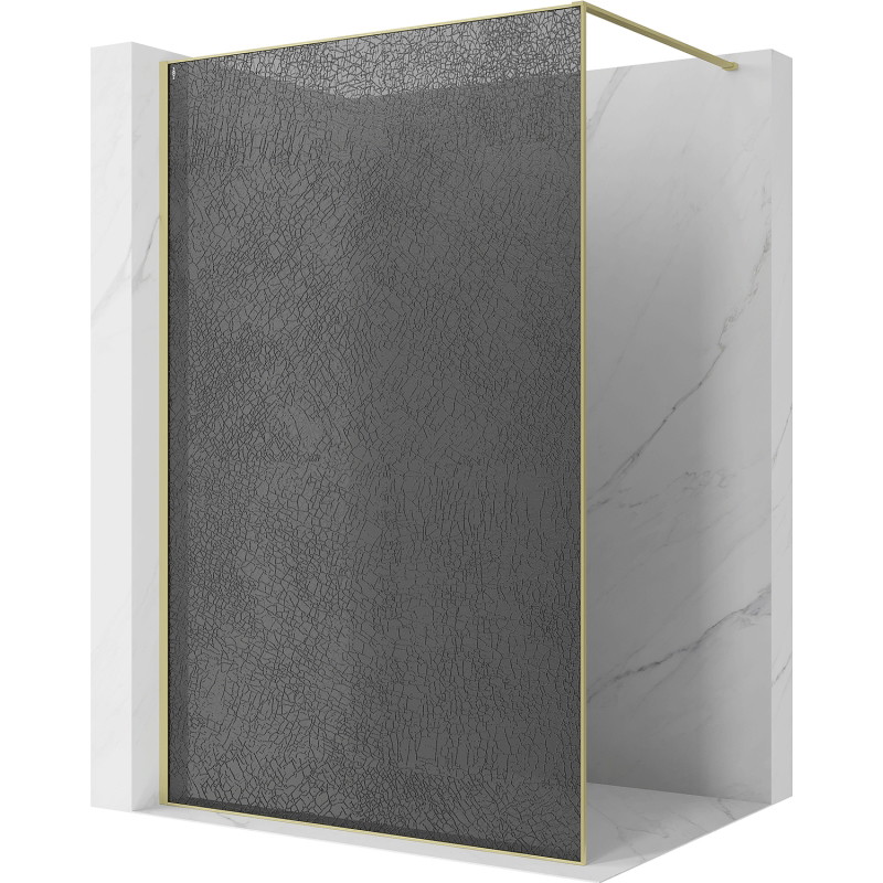 Mexen Kioto Walk-in Shower Wall 80 x 200 cm, crackle graphite 12 mm, brushed gold - 800-080-101-55-44-X